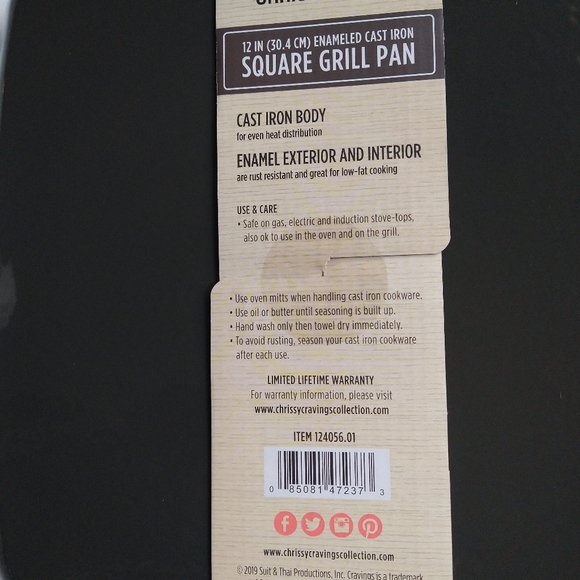Cravings by Chrissy Teigen Enamel Cast Iron 12" Square Grill Pan - Picture 10 of 12